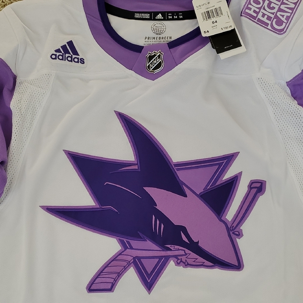 Adidas Men's Purple and White San Jose Sharks Jersey. - Picture 5 of 8
